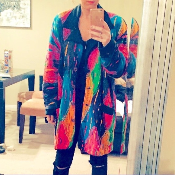 VINTAGE RARE COOGI AUSTRALIA Sweater Mercerized Jacket Coat Cosby Biggie 90s 80s - Picture 1 of 4